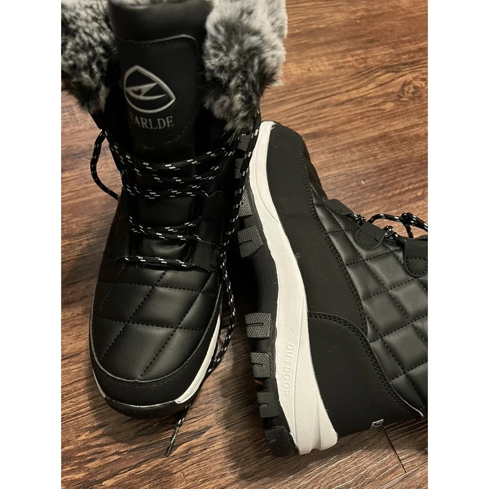 Women's Outdoor Winter Boots‎ Size 39 US 8 Mid-Calf Waterproof Black EUC